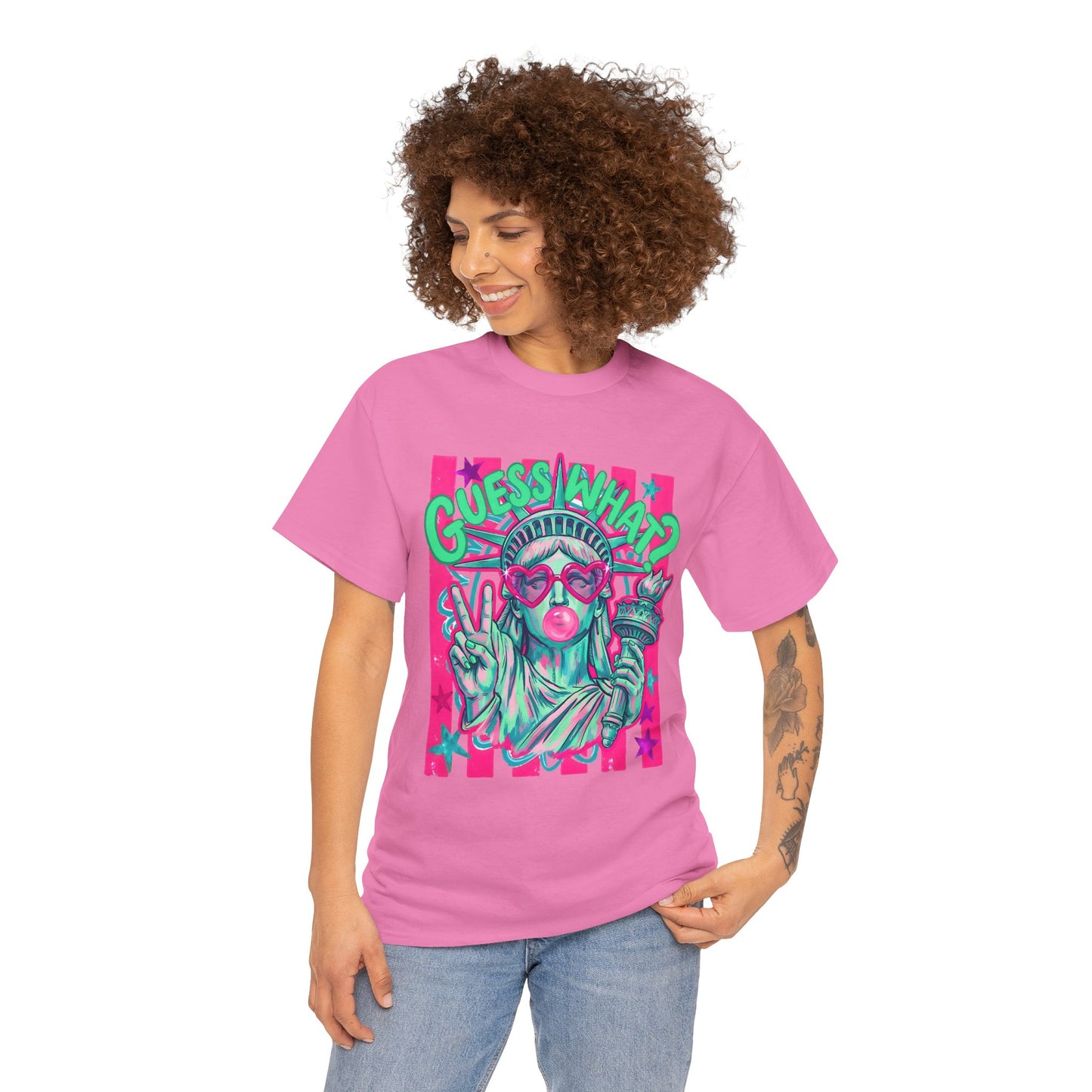 Lady Liberty Guess What? Cotton Tee