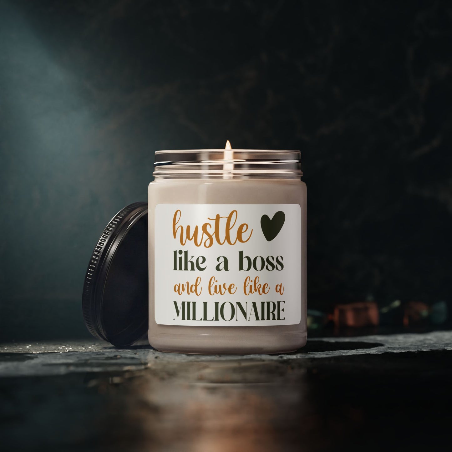 “Hustle Like a Boss and Live Like a Millionaire” 9oz Motivational Soy Candle