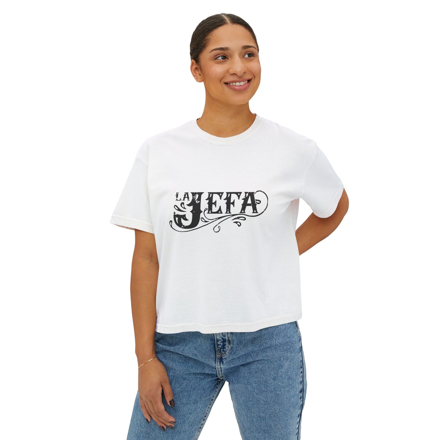La Jefa Women's Boxy Tee Crop Top