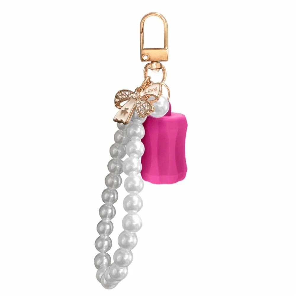 Pearl Portable Lip Balm Holder Keychain