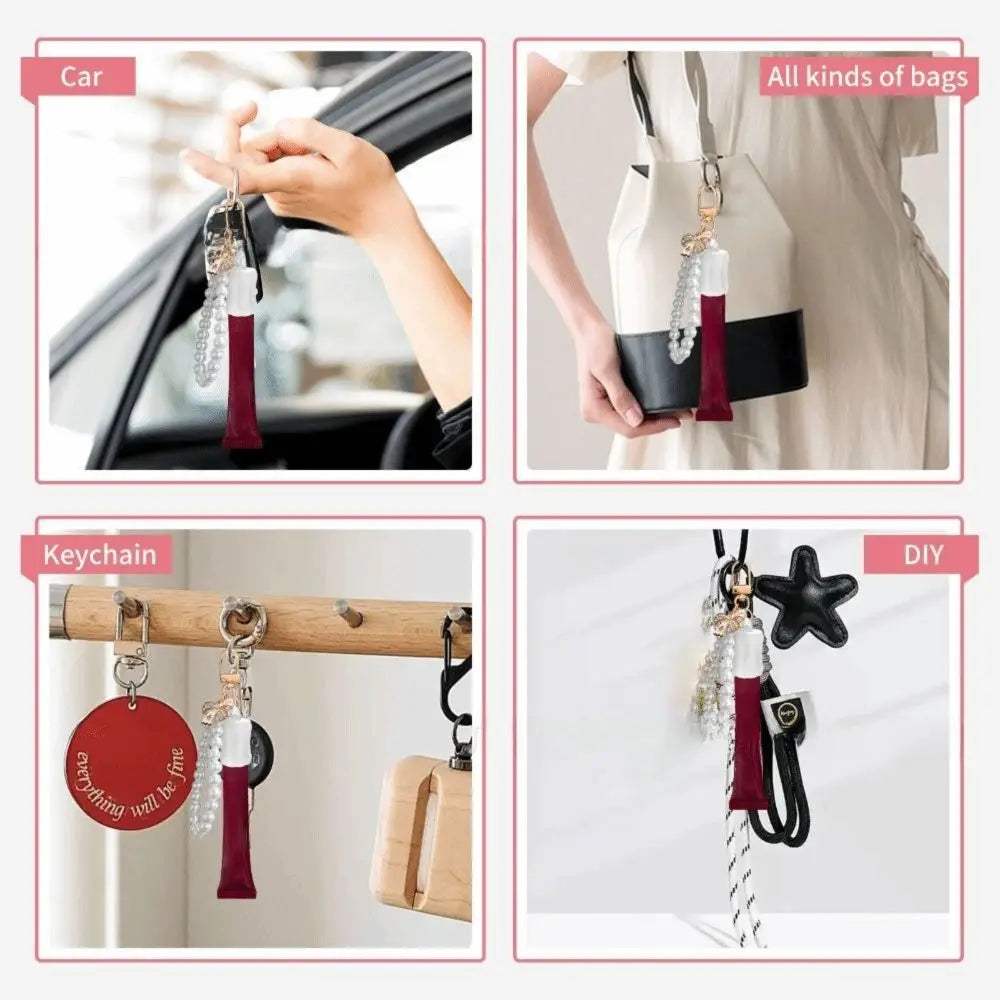 Pearl Portable Lip Balm Holder Keychain