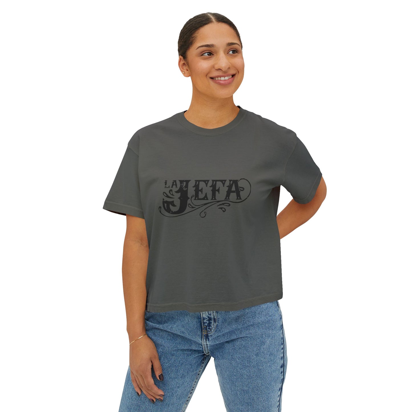 La Jefa Women's Boxy Tee Crop Top