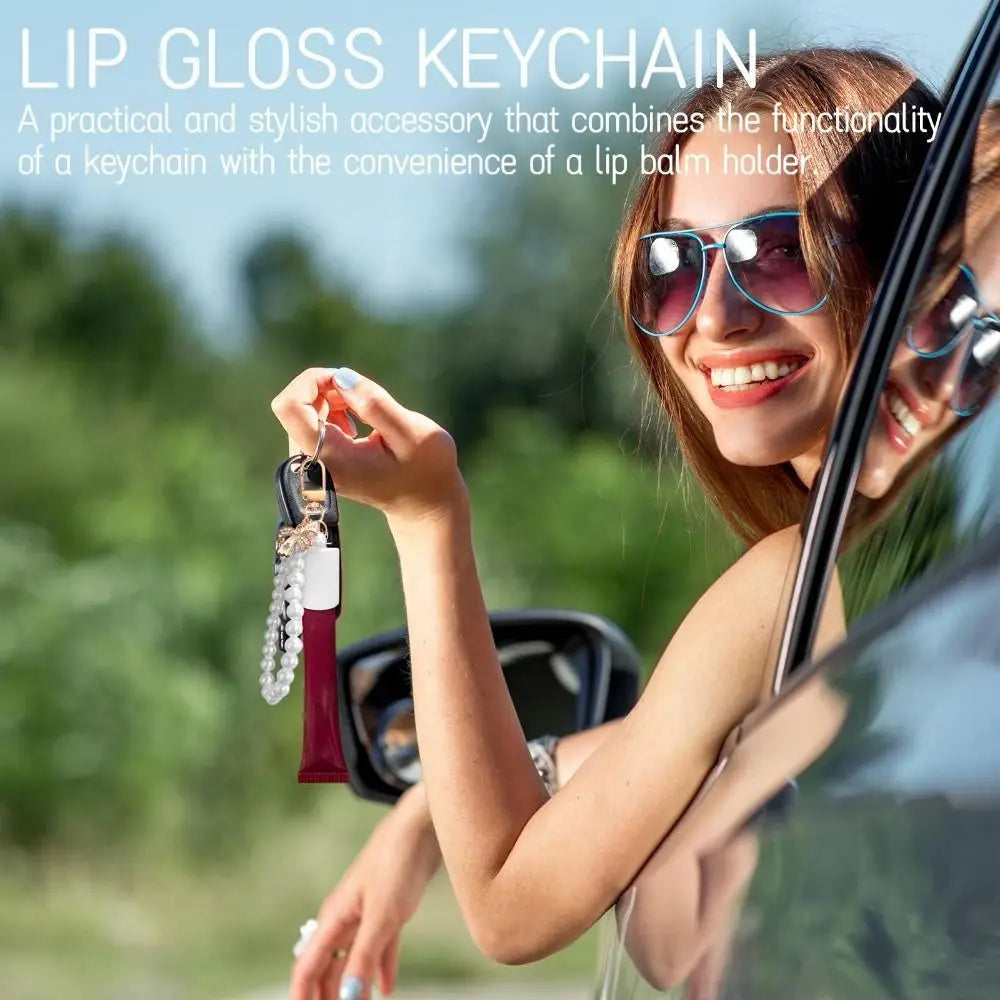Pearl Portable Lip Balm Holder Keychain