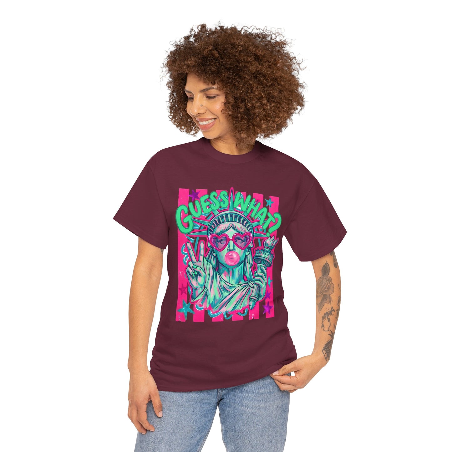 Lady Liberty Guess What? Cotton Tee