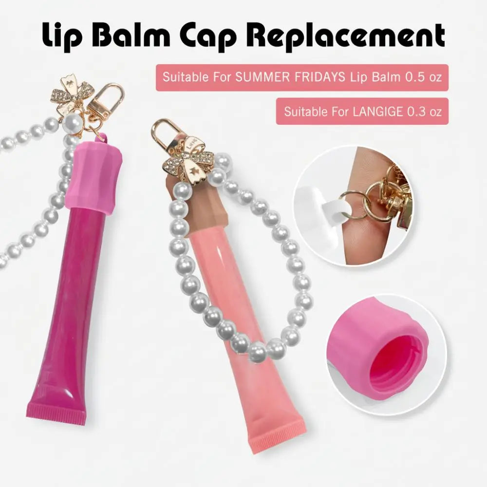 Pearl Portable Lip Balm Holder Keychain