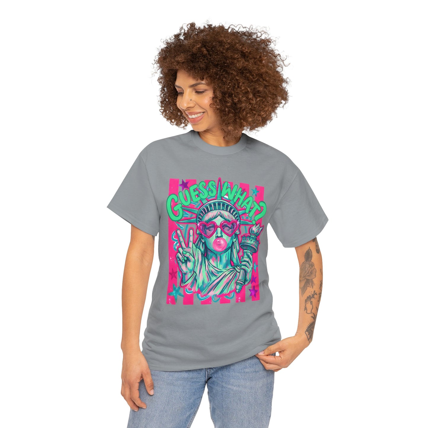 Lady Liberty Guess What? Cotton Tee