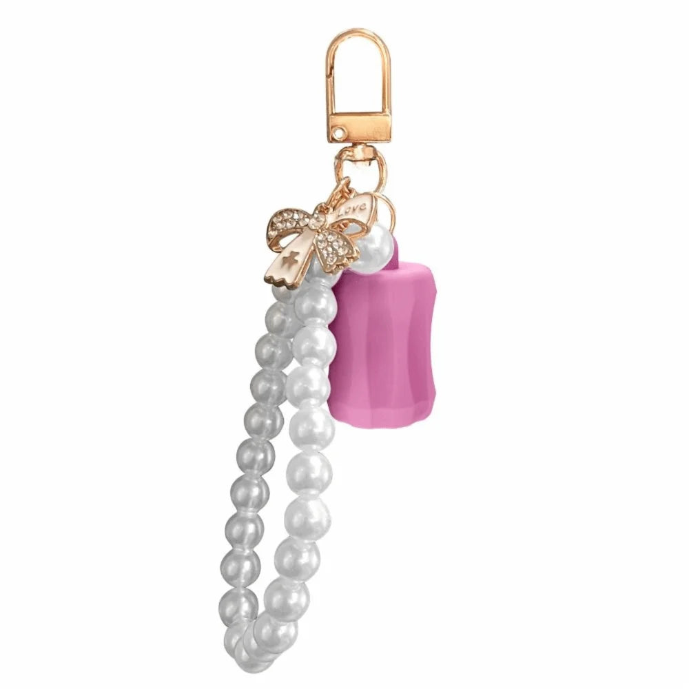 Pearl Portable Lip Balm Holder Keychain